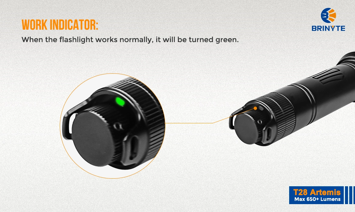 Brinyte T28 Artemis Hunting Light work indicator battery level