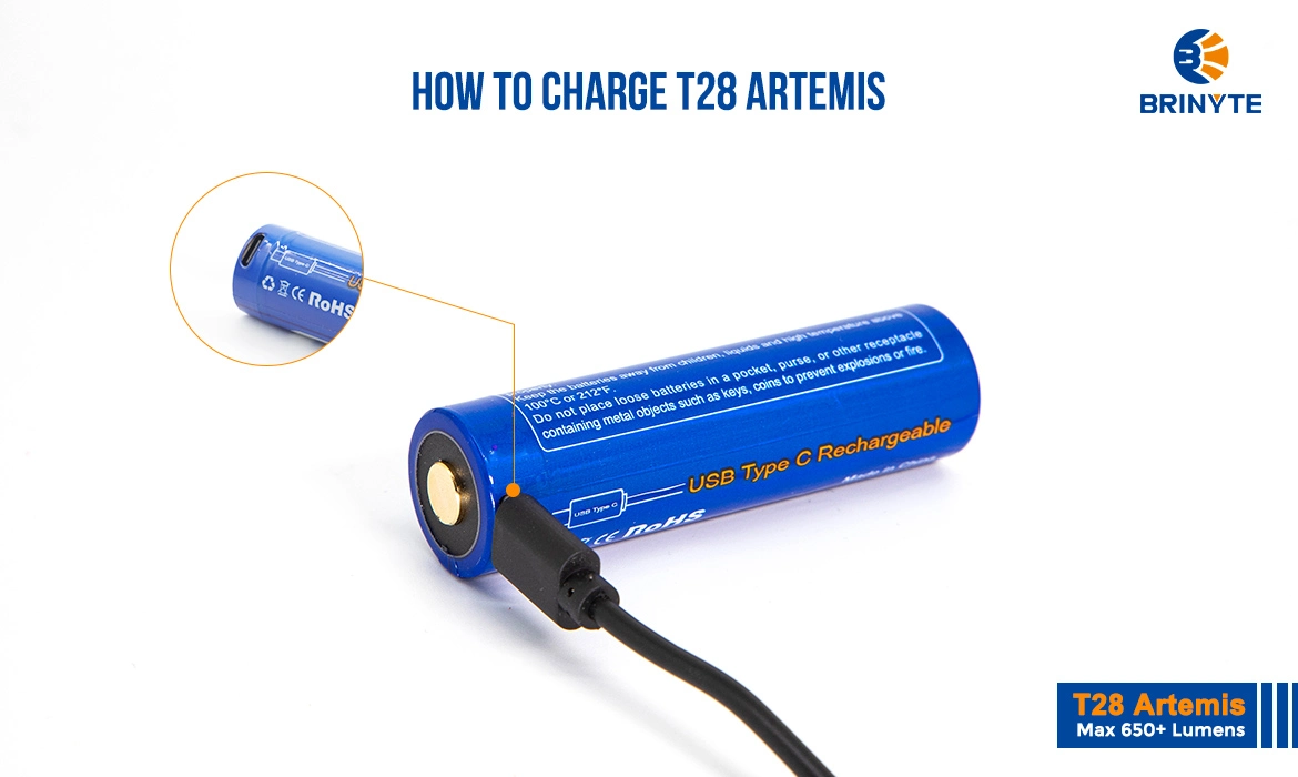 Brinyte T28 Artemis Hunting Light How to charge battery